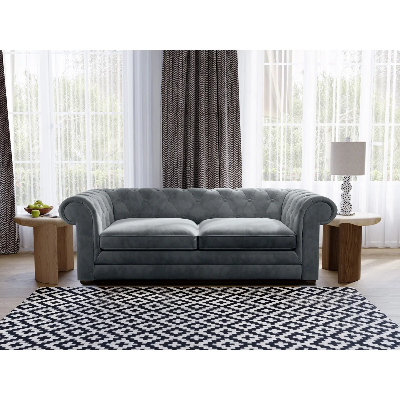 Flair Ralph 3-Seater Velvet Chesterfield Sofa Bed image 2