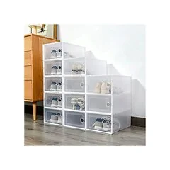 Living & Home 12 Pack White Foldable Plastic Shoe Storage Boxes