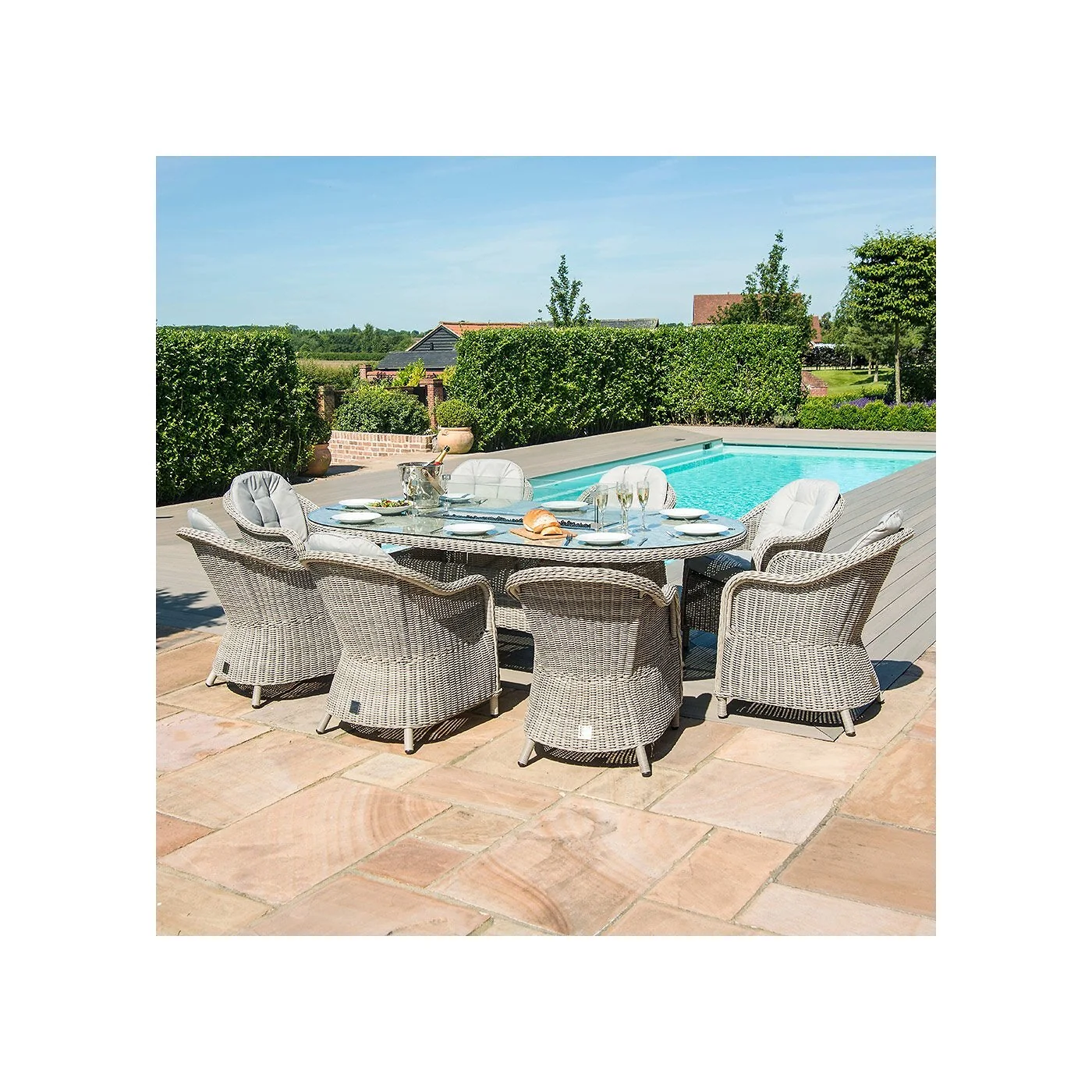 Maze Rattan Oxford Oval Fire Pit Dining Set image 2