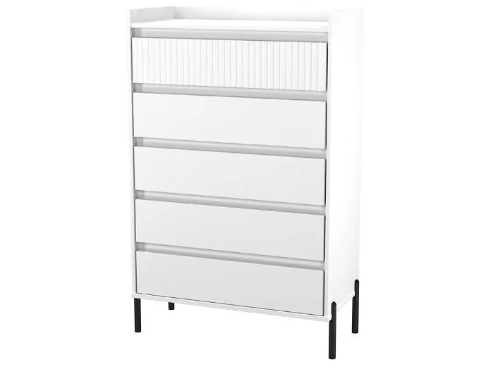 Modern 5 drawer chest with fluted front and tall design