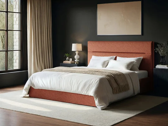 SOLACE+CO Nela Ottoman Bed Woven Fabric Burnt Orange