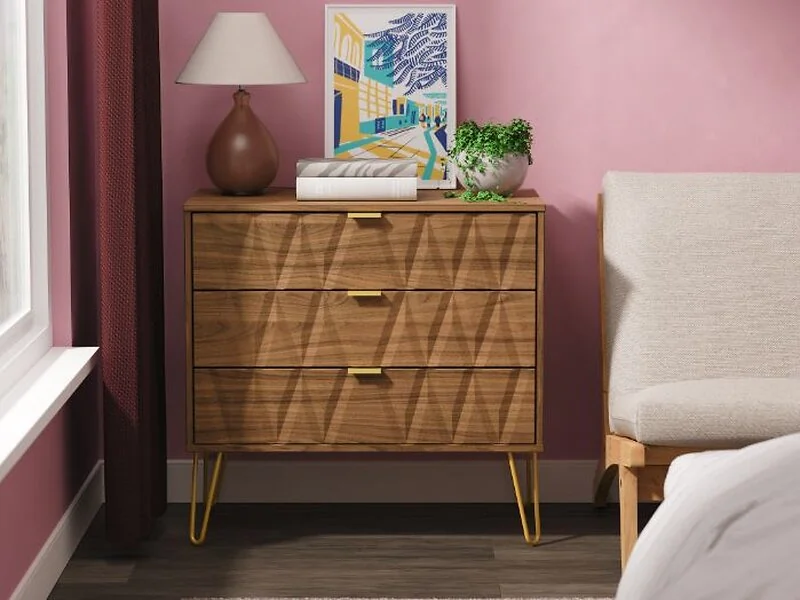 Welcome Furniture Diamond 3 Drawer Bedside Cabinet