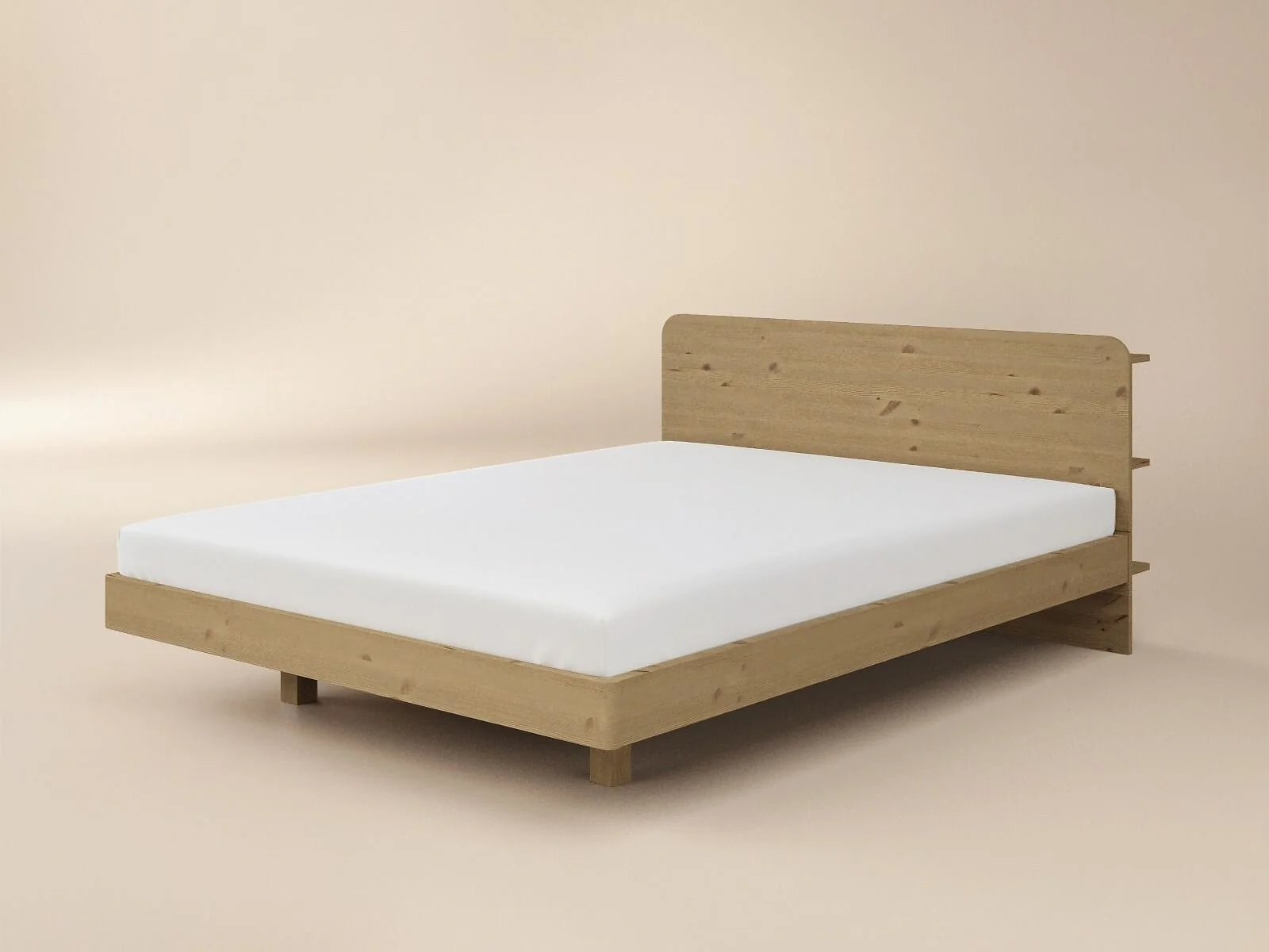 Noomi Demi Wooden Floating Bed Frame with Headboard Storage Oak – view 4