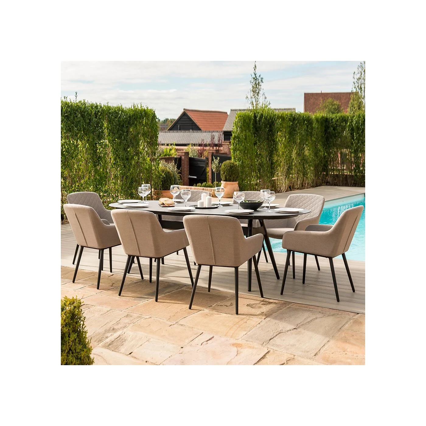 Maze Rattan Zest 8 Seat Oval Dining Set with Free Winter Cover