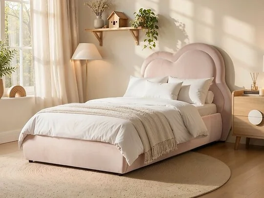 Flair Elyna Single Upholstered Bed with Cloud Headboard