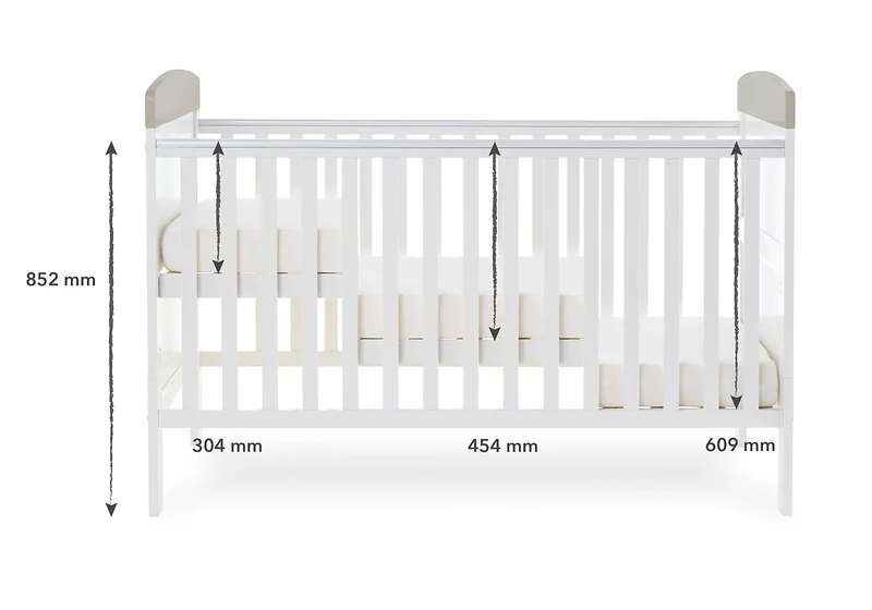 Obaby Grace Inspire Cot Bed & Under Drawer - Hello World Koala Grey