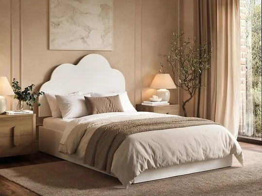Flair Adara Ottoman Bed with Cloud Headboard White