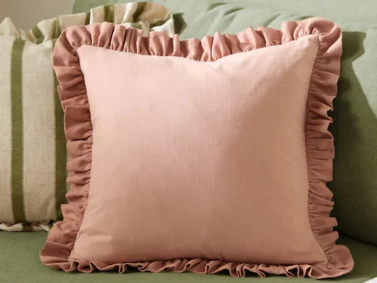 Wylder Effie Cotton Slub Ruffle Feather Cushion