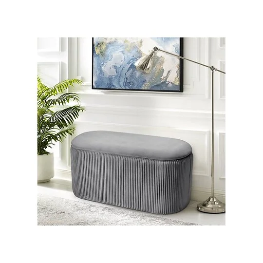 Living & Home Modern Pleated Storage Ottoman