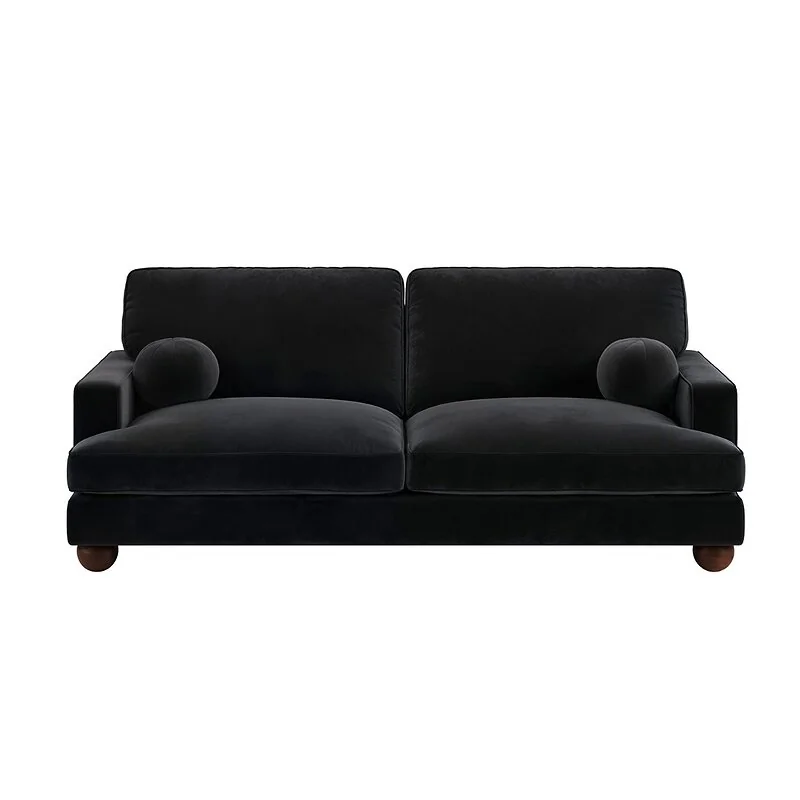 SOLACE+CO Addison 3 Seater Sofa Black Velvet