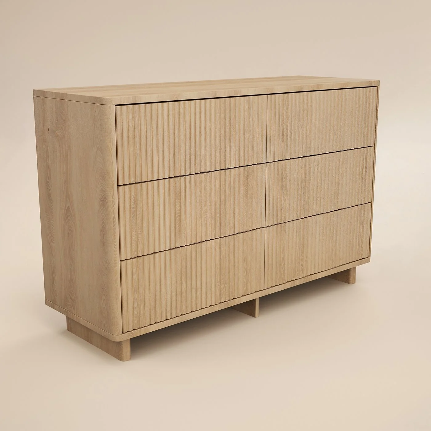 SOLACE+CO Velmor Ribbed Chest of 6 Drawers Oak image 5
