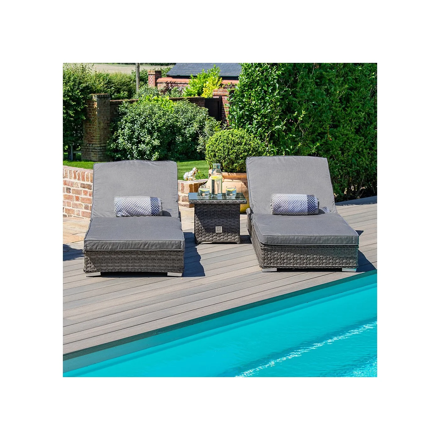 Maze Rattan Victoria Rattan Sunlounger Set image 3