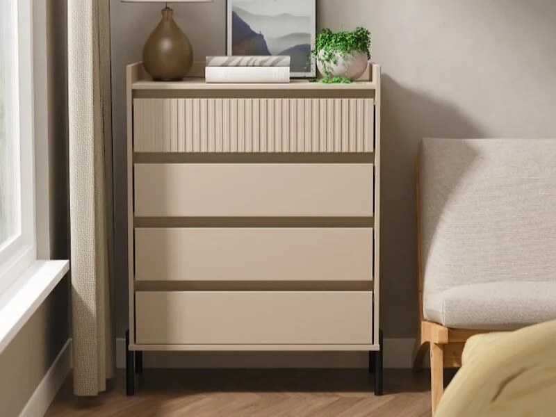 Welcome Furniture Osaka 4 Drawer Tall Bedside Cabinet