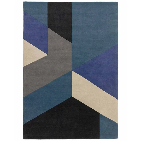Asiatic London Reef Blue Hand Tufted Wool Geometric Rug RF13