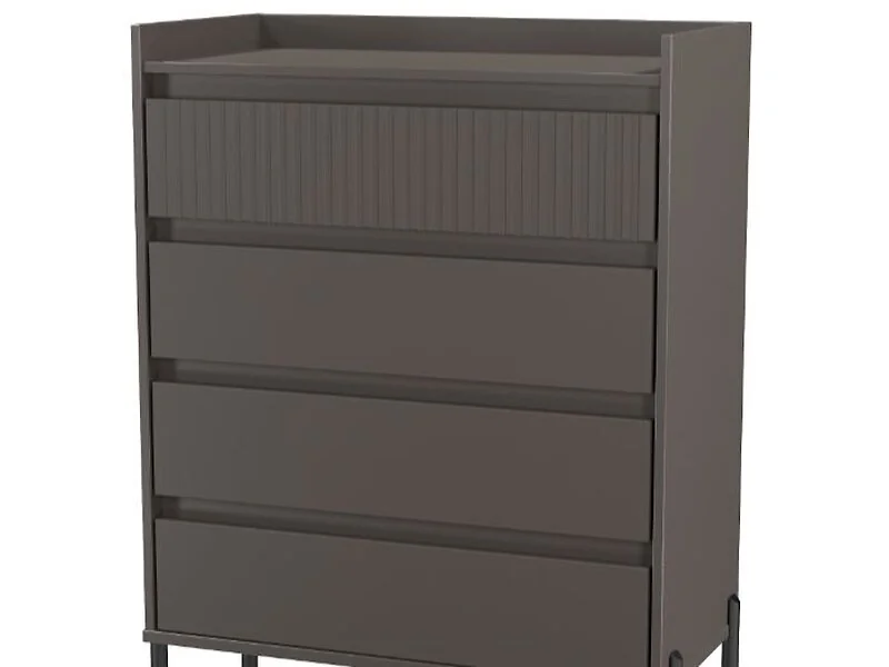 Modern bedroom storage unit with smooth drawers