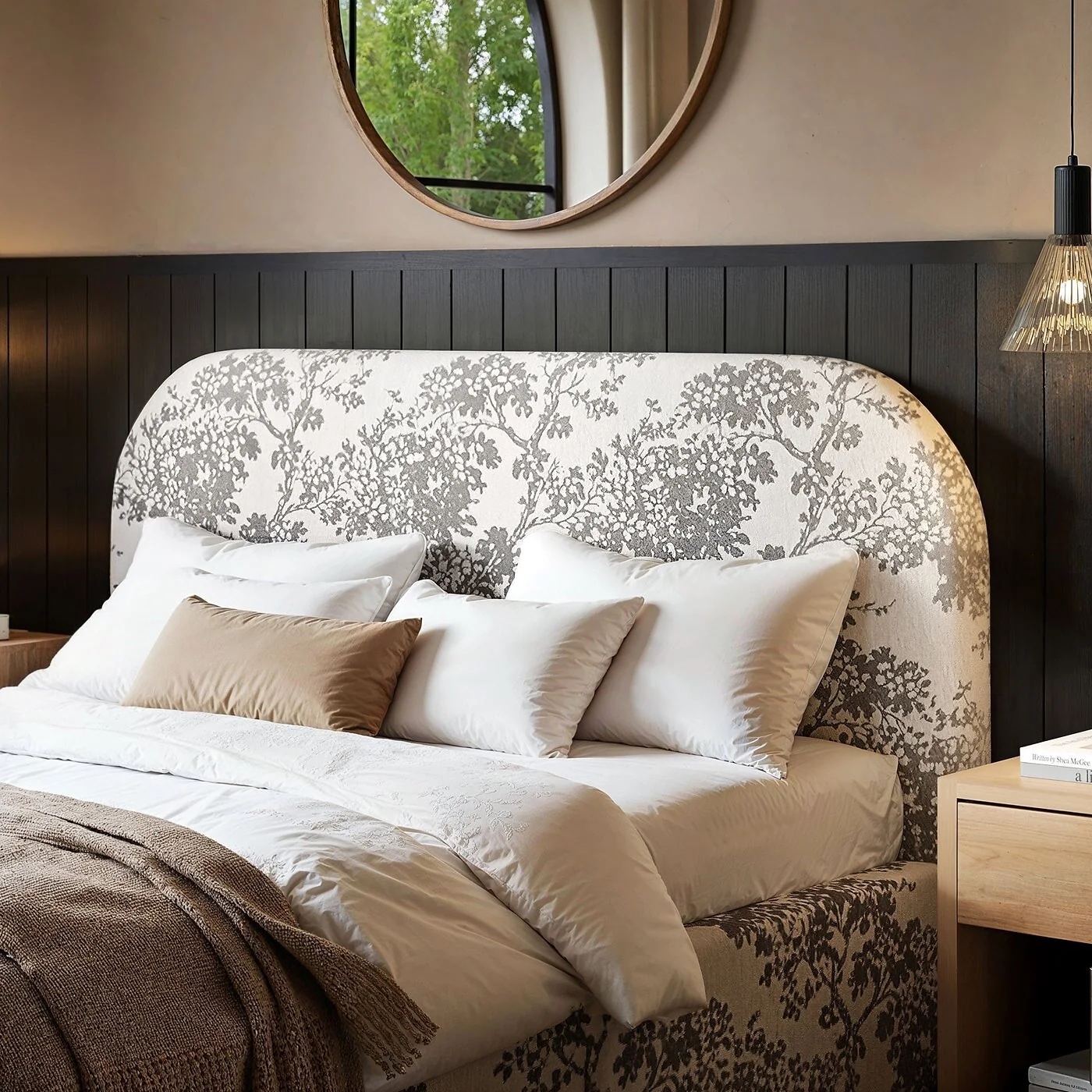 Flair Alba Tree Print Ottoman Bed Beige Chenille image 4
