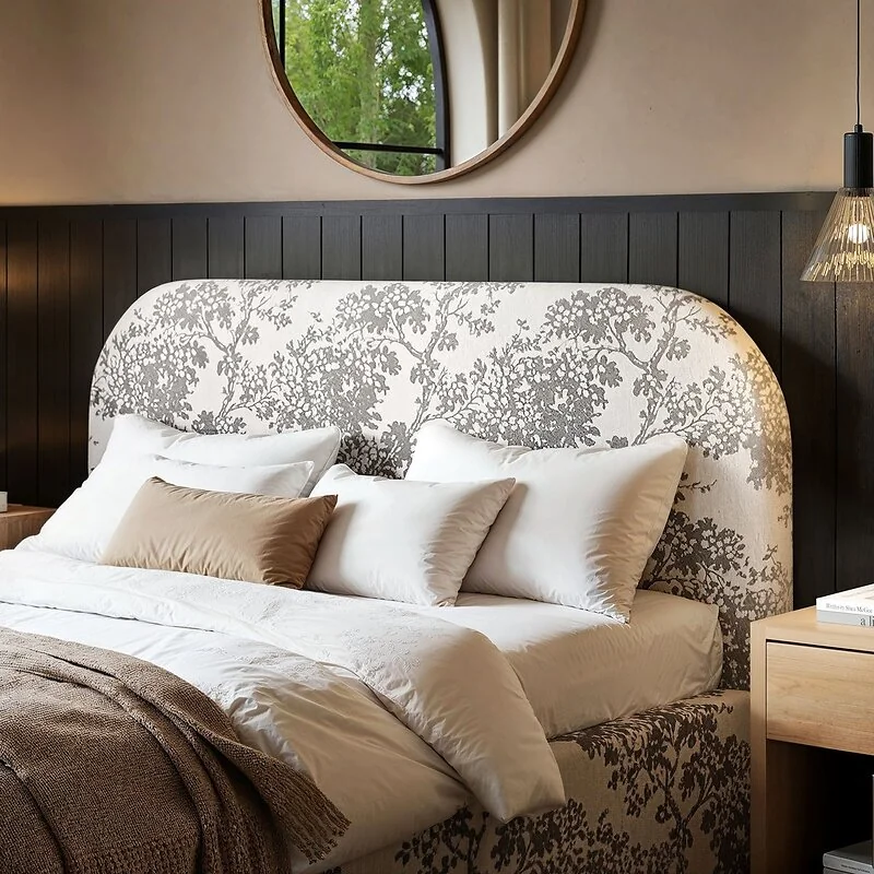 Flair Alba Tree Print Ottoman Bed Beige Chenille image 4