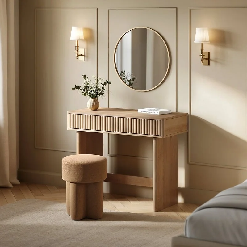 SOLACE+CO Velmor Ribbed Dressing Table Oak
