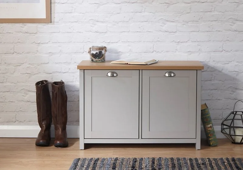 Two door shoe organiser cabinet with shelves