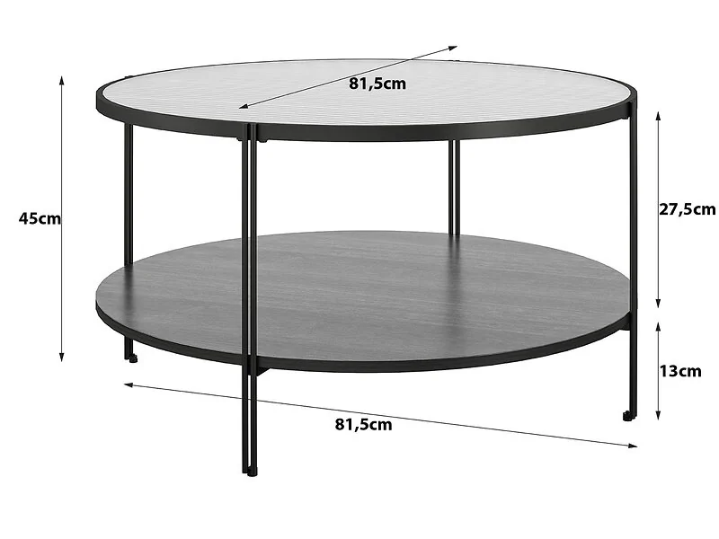 Dorel Wainwright Round Coffee Table Black Oak view 2
