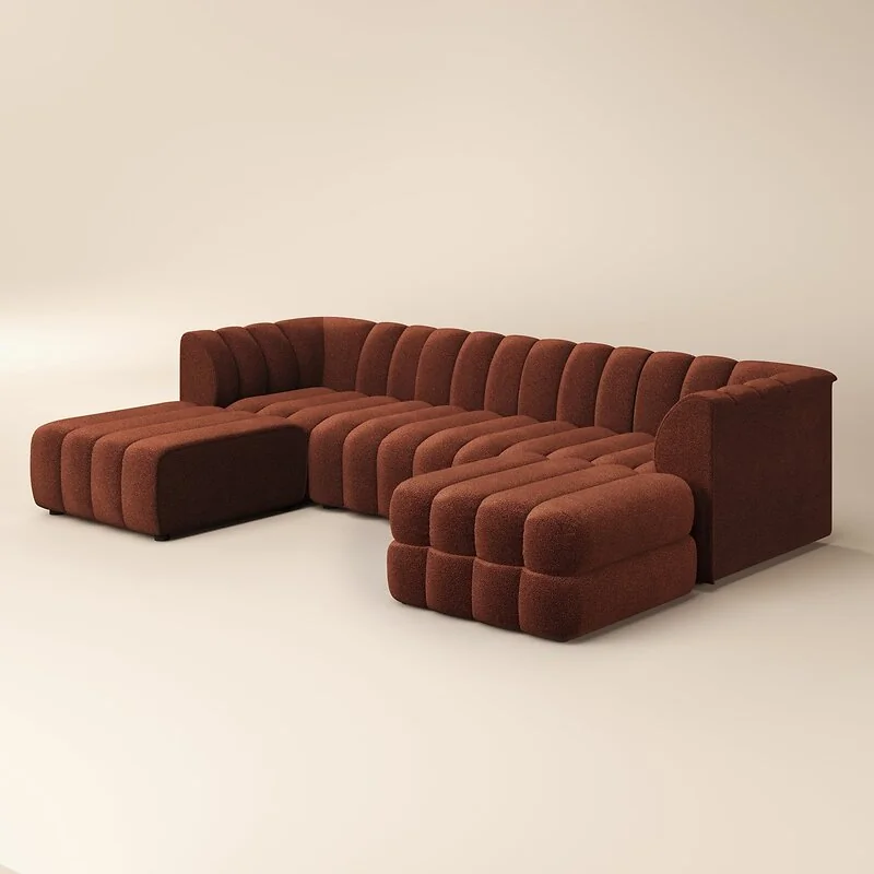 SOLACE+CO Halle U Shaped Modular Sofa with Storage Burnt Orange Chenille image 6
