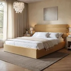SOLACE+CO Atlas Ottoman Bed Sand Velvet