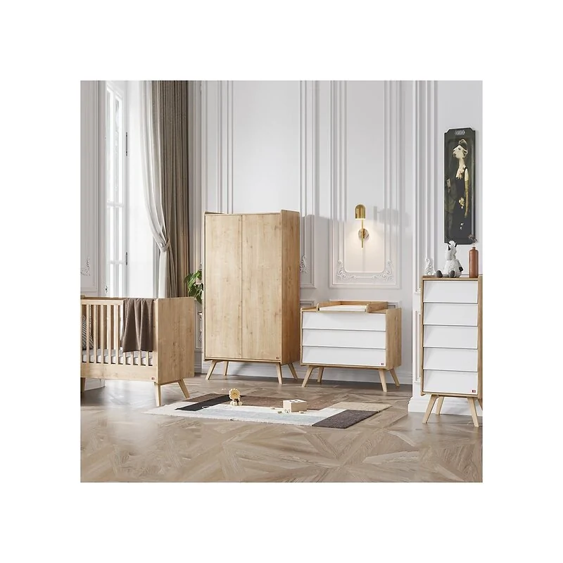 Vox Vintage 4 Piece Cot Bed Nursery Furniture Set includes Cot Bed, Wardrobe and 2 Chests of Drawers