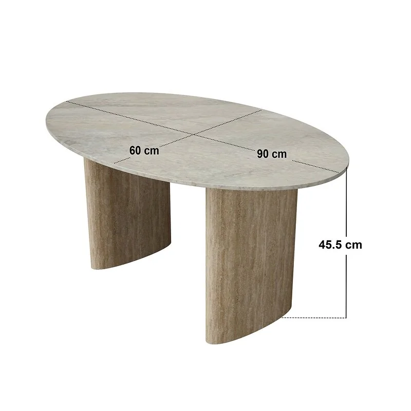 SOLACE+CO Elin Sintered Stone Effect Oval Coffee Table image 4
