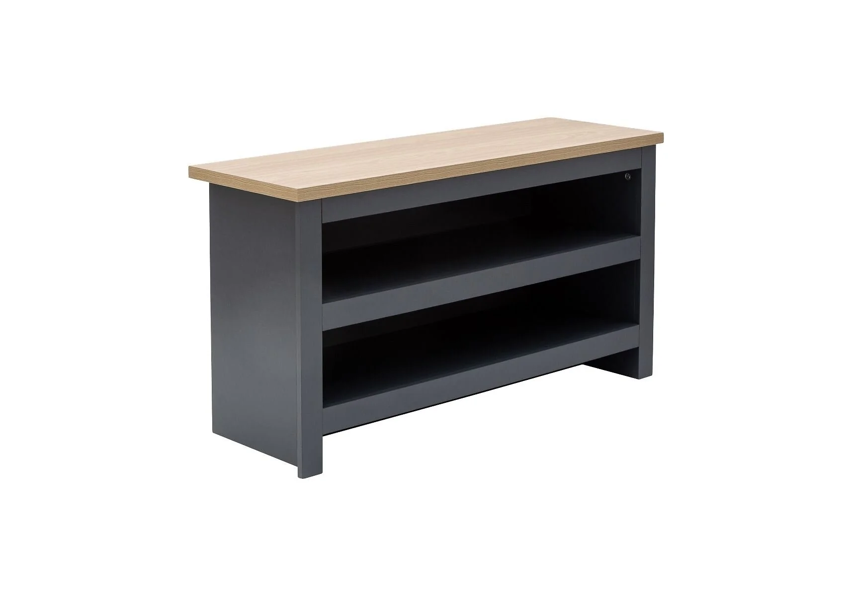 Lancaster shoe bench with open storage shelves