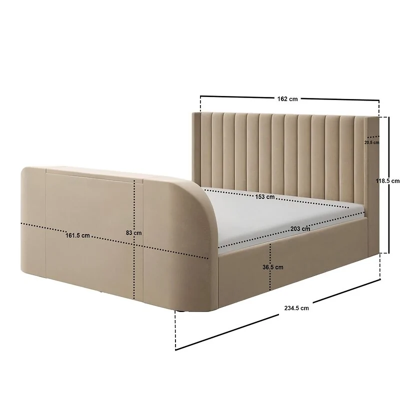 Flair Fallon TV Side Lift Ottoman Bed Beige Velvet image 9