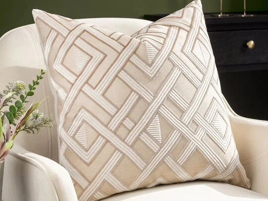 Paoletti Henley 50 x 50cm Polyester Jacquard Cushion Warm Taupe