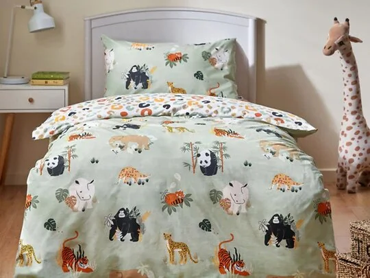Furn Wildlife Duvet Set Multi & Green