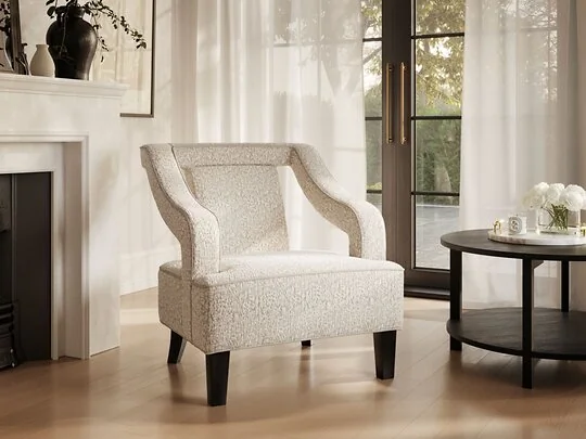 LPD Sofia armchair textured chenille upholstery with black legs