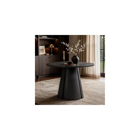 SOLACE+CO Ebony 3-in-1 Round Extendable Dining Table Black
