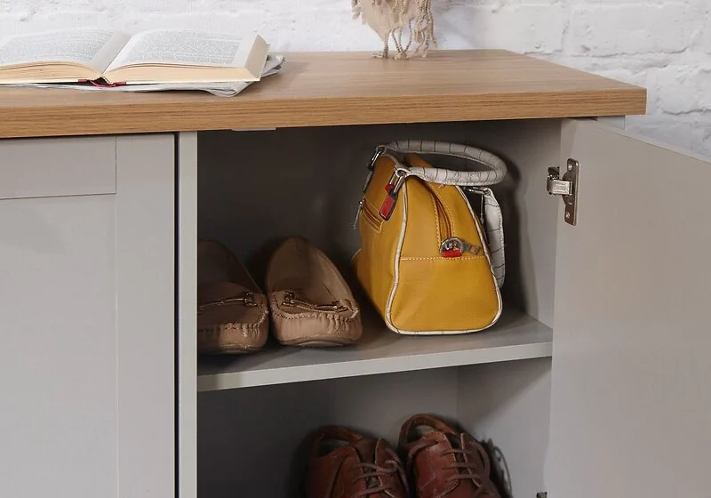 Compact hallway shoe cabinet for small spaces