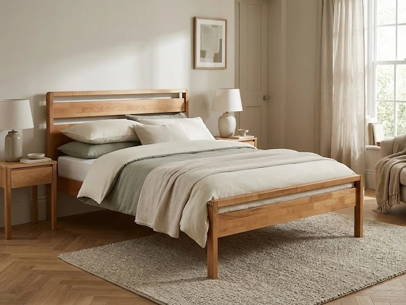 Kyoto Skandi Mid Century Bed King – lifestyle hover