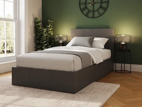 GFW Side Lift Ottoman Bed in grey faux leather