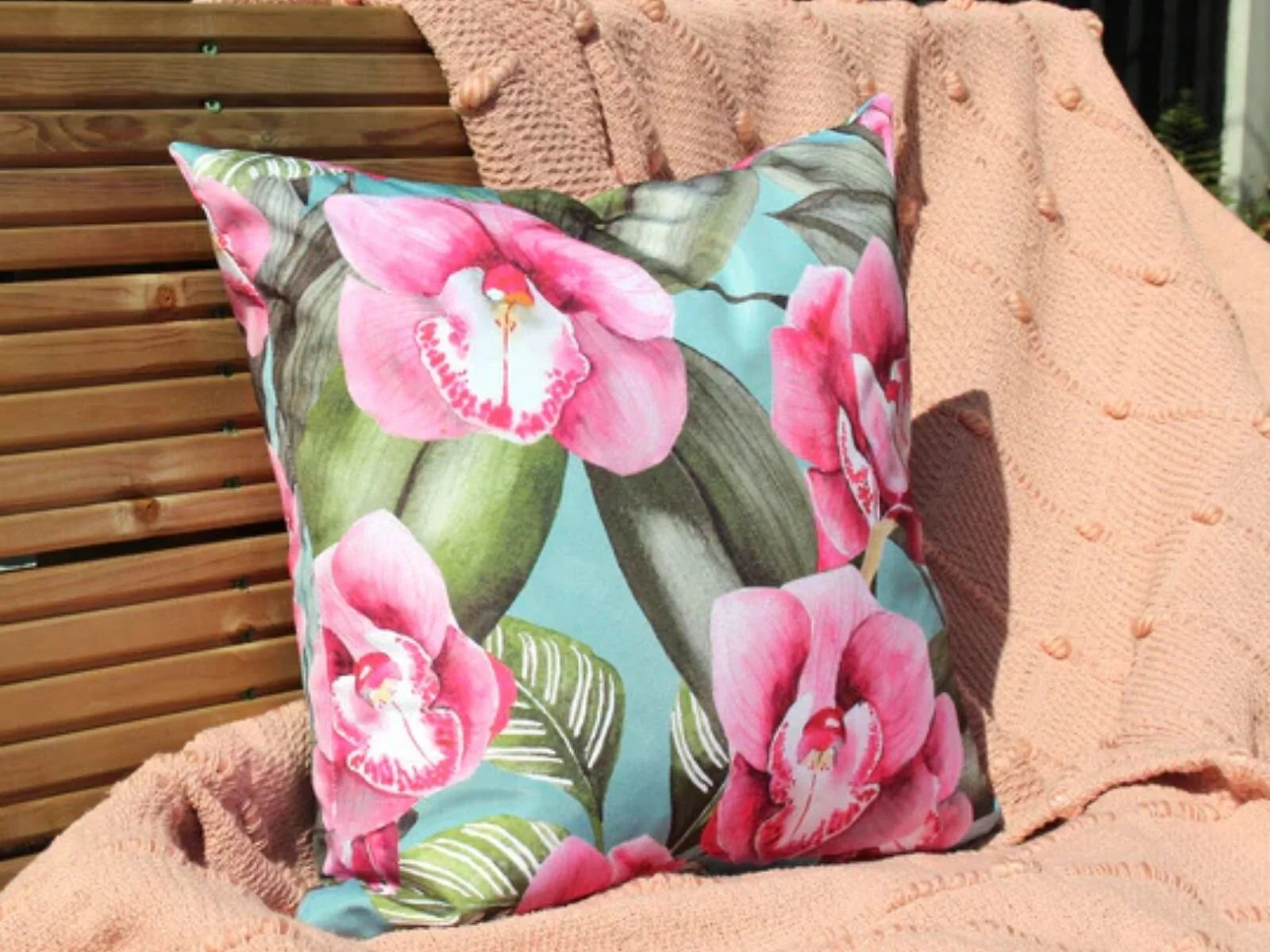 Evans Lichfield Orchids 43 x 43cm Outdoor Cushion Polyester