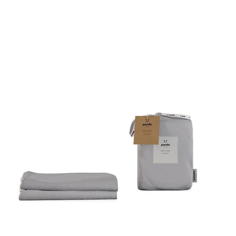 Panda 100% Bamboo Fitted Sheet Quiet Grey