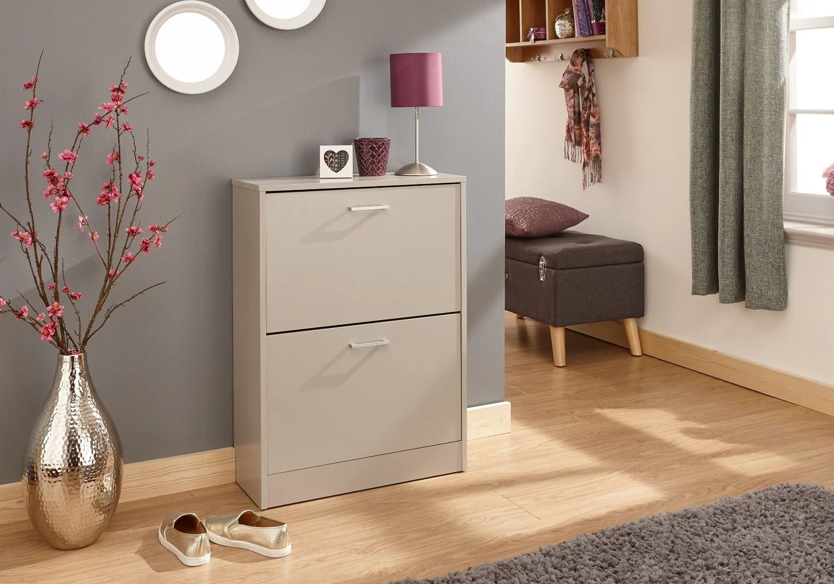 GFW Stirling Two Tier Shoe Cabinet Storage