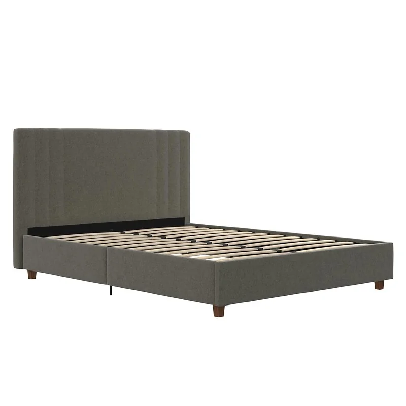 Dorel Charis Upholstered Bed LGrey Linen view 7