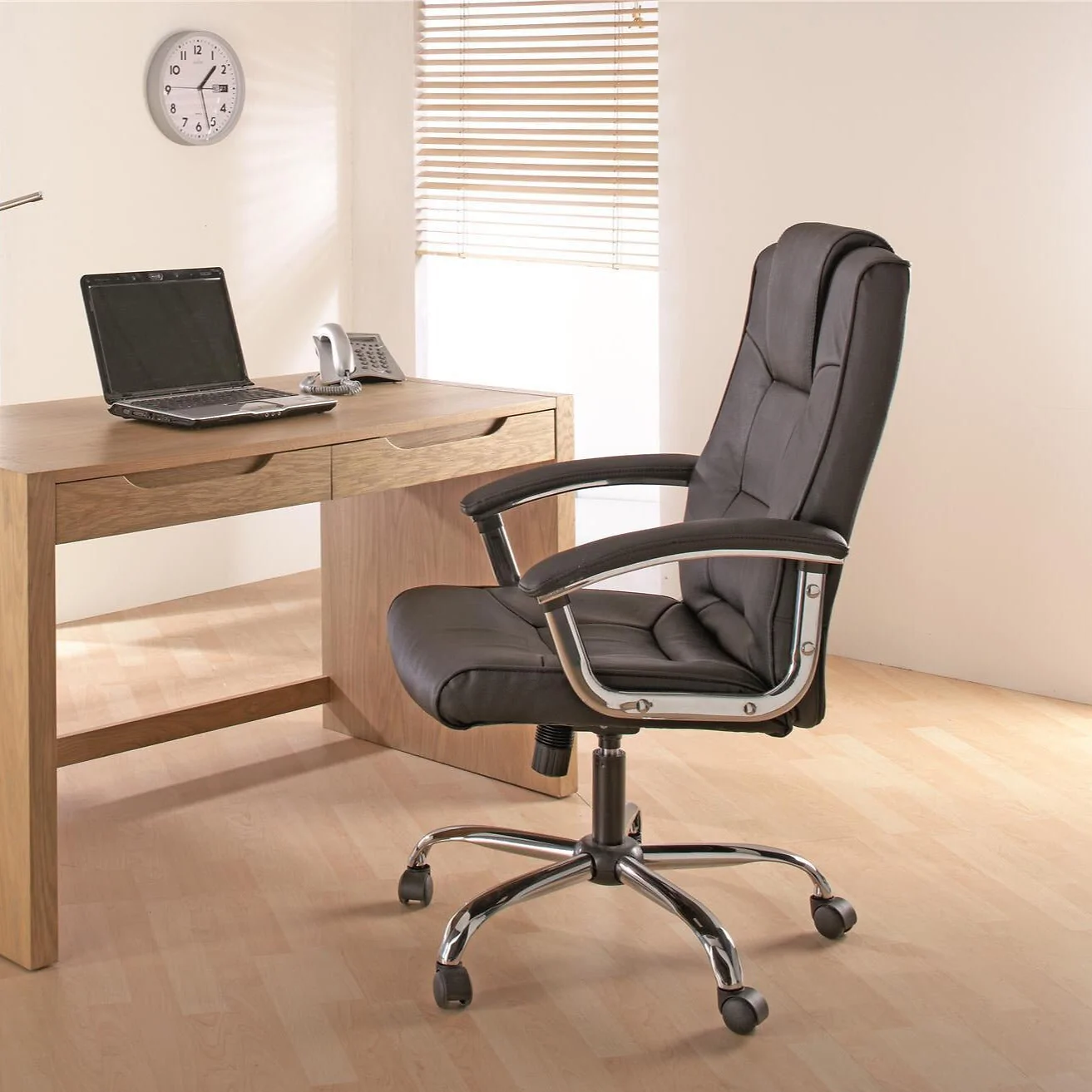 Dorel Houston Office Chair with High Back in Leather Cream