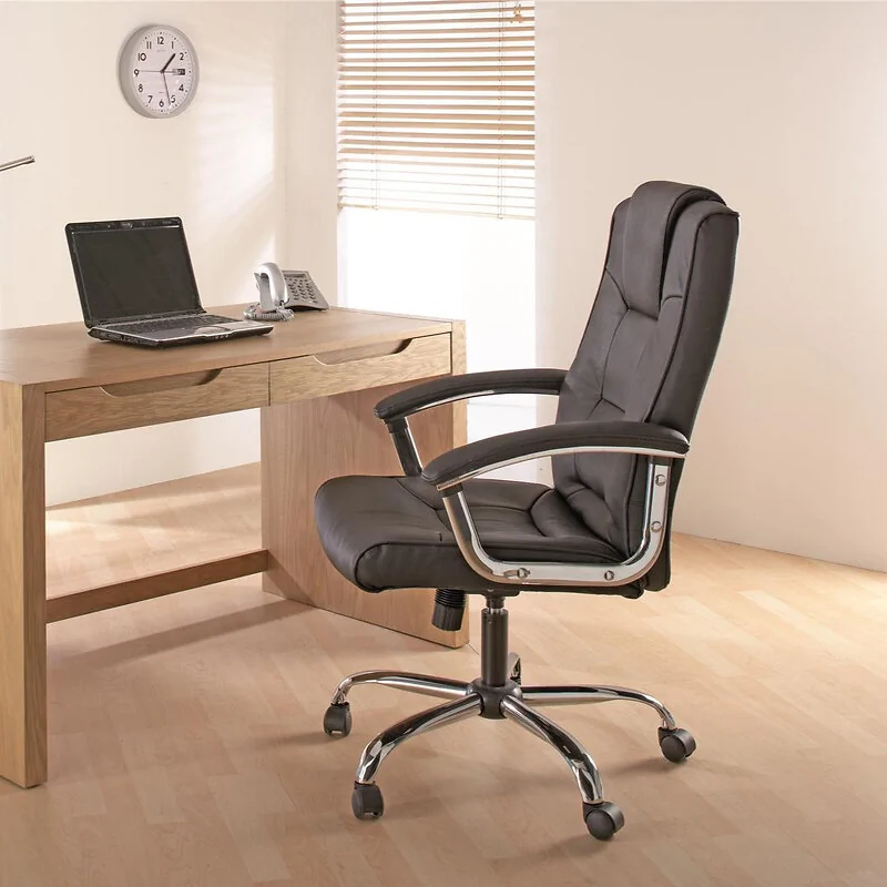 Dorel Houston Office Chair with High Back in Leather Cream