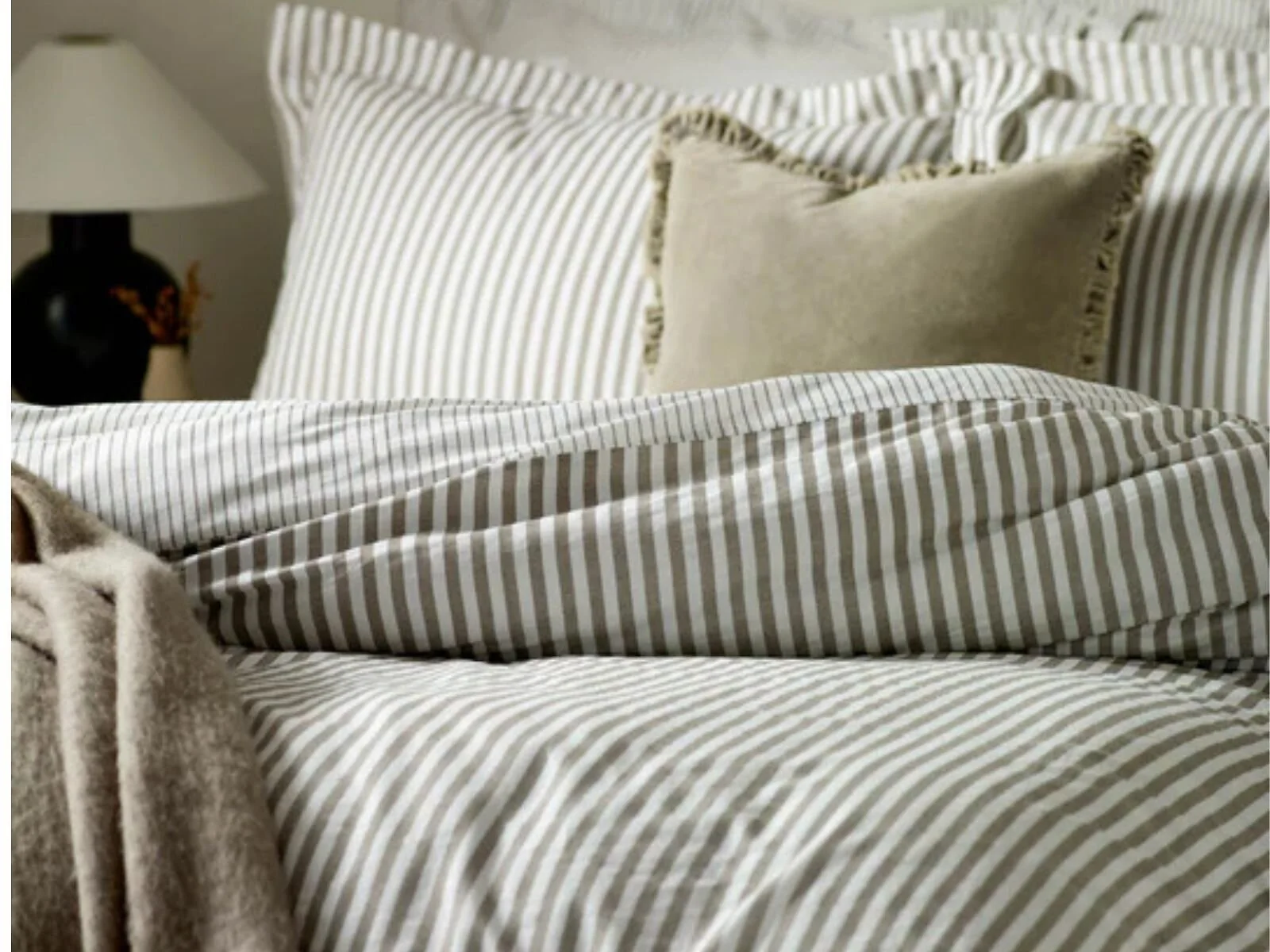 The Linen Yard Hebden Mélange Stripe Reversible Duvet Cover 100% Cotton