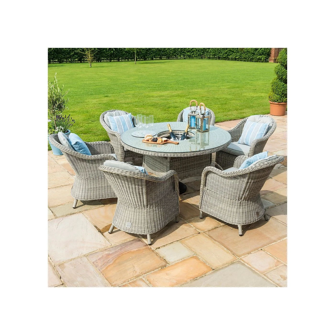Maze Rattan Oxford Round Ice Bucket Dining Set