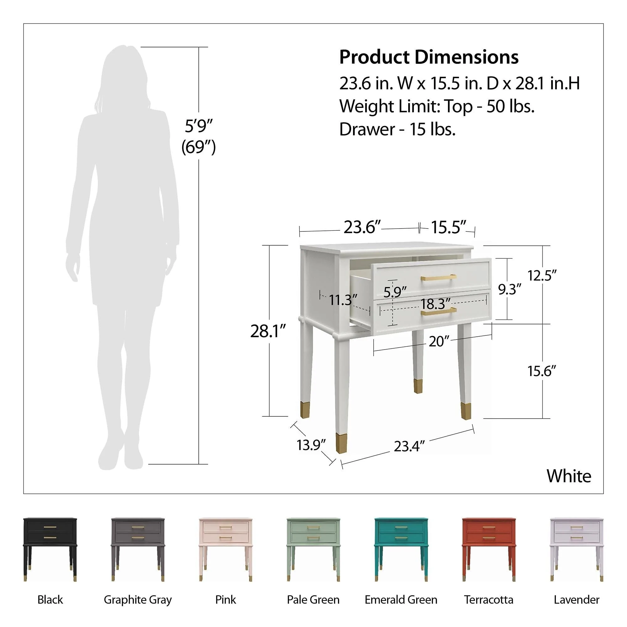 Dorel Westerleigh End Table BlackGold view 3