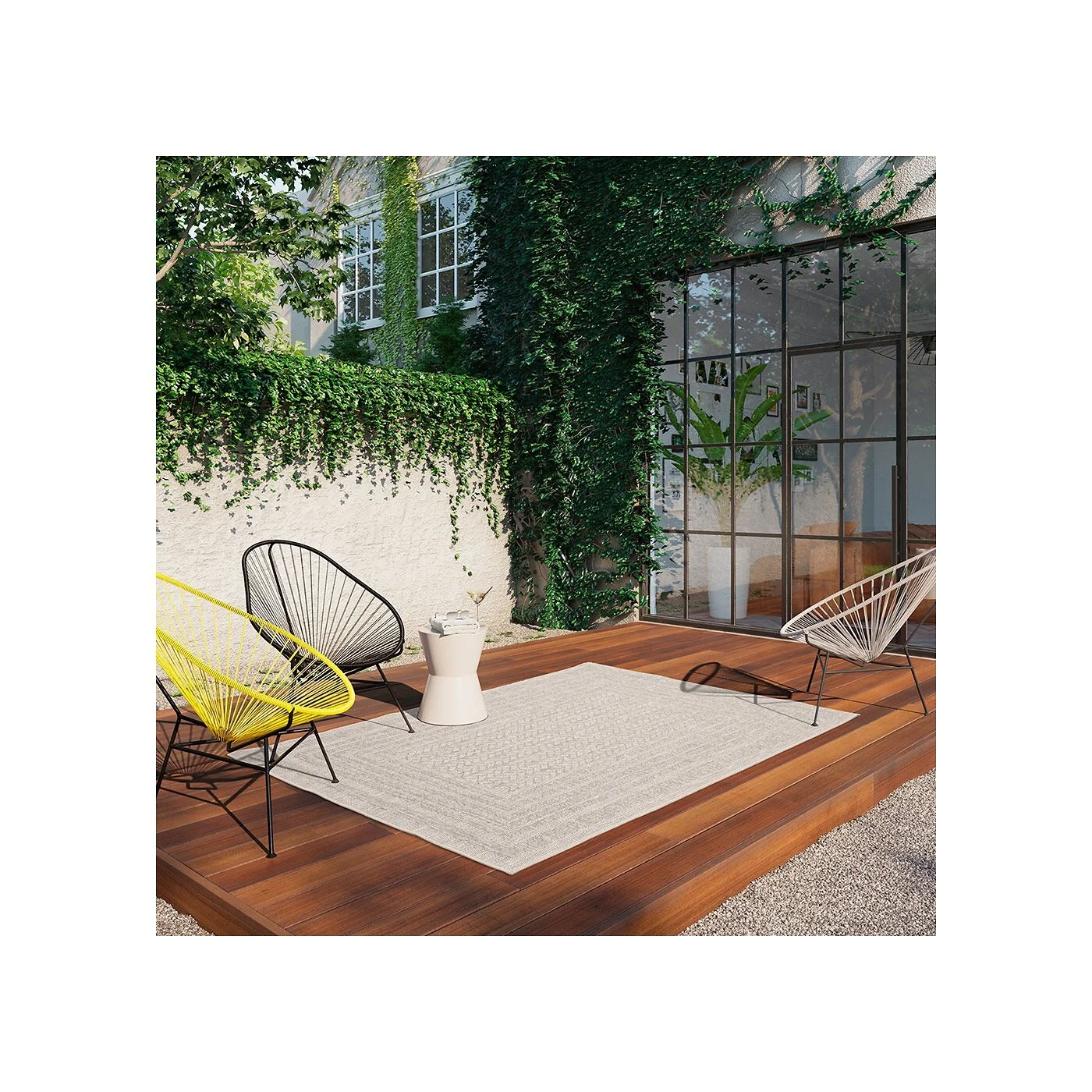 Maze Rattan Alfresco Indoor Outdoor Rug in Grey image 2
