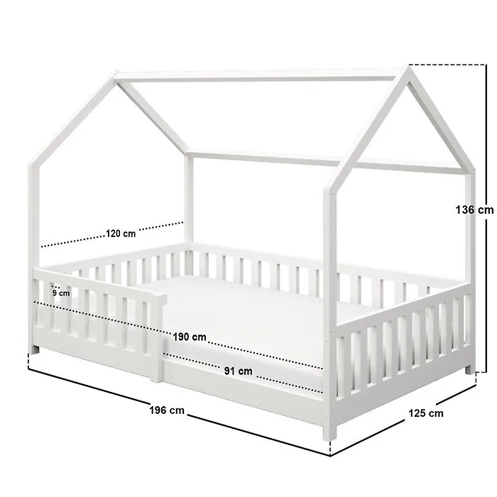 Dimensions diagram: Flair Explorer Playhouse Small Double Bed White