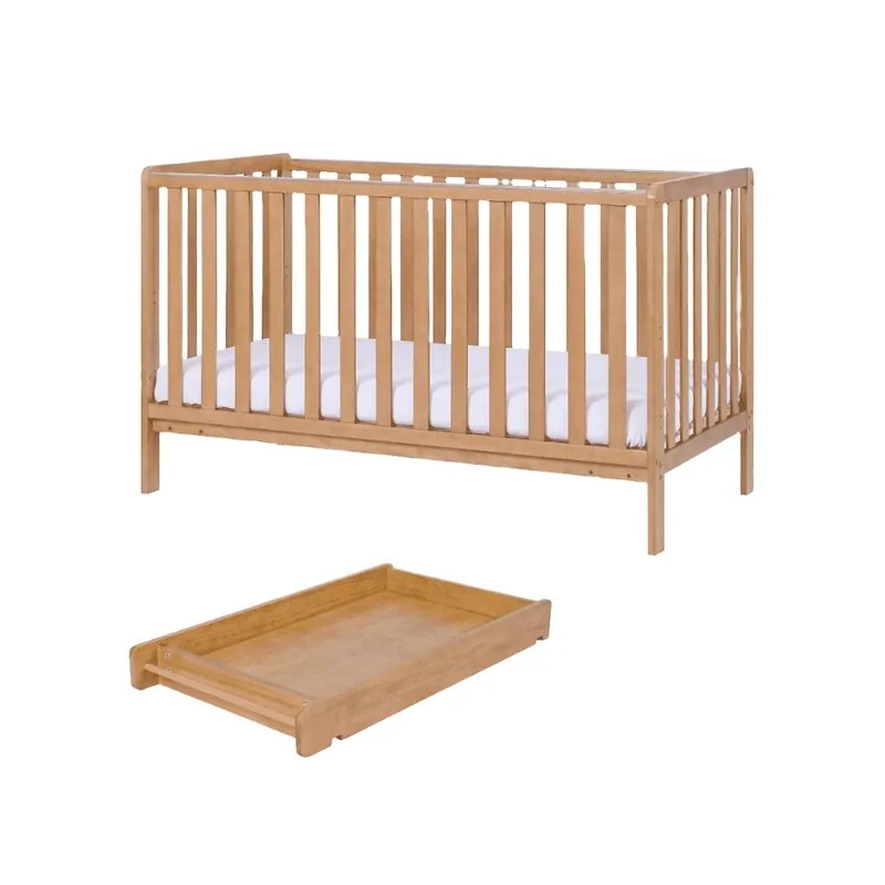 Tutti Bambini Malmo Cot Bed Cot Top Changer and Mattress Bundle - Honey Oak image 4