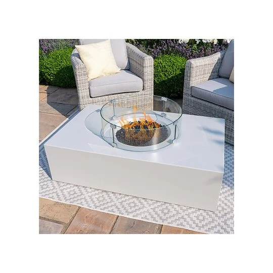 Maze Rattan Rectangular Gas Fire Pit Coffee Table